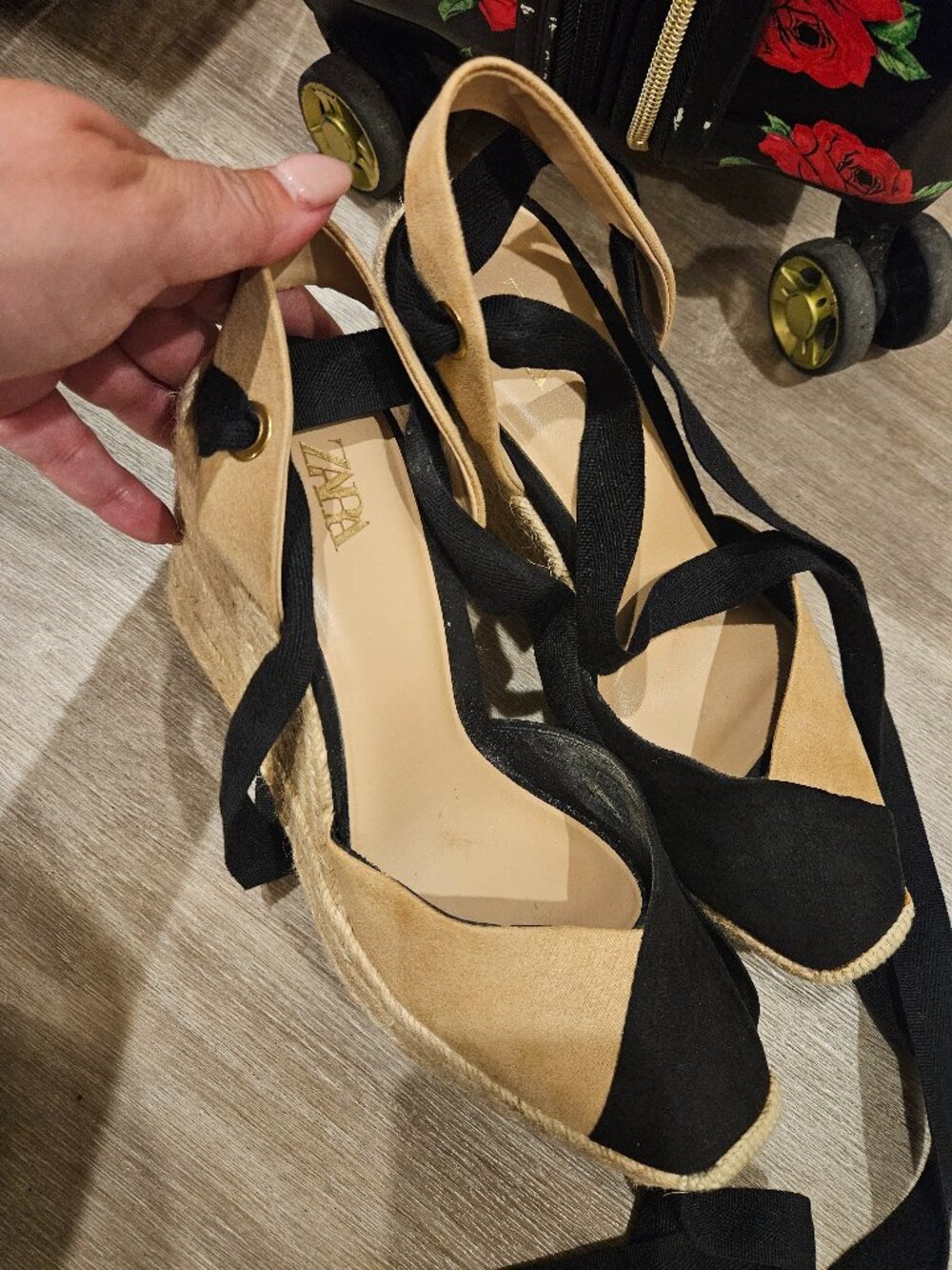 Zara Lace-up Espadrille Wedge Shoes